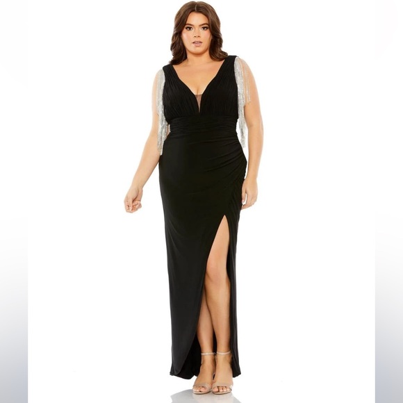 NWT,MAC DUGGAL 76990 Jersy with sequins Black - Picture 1 of 2